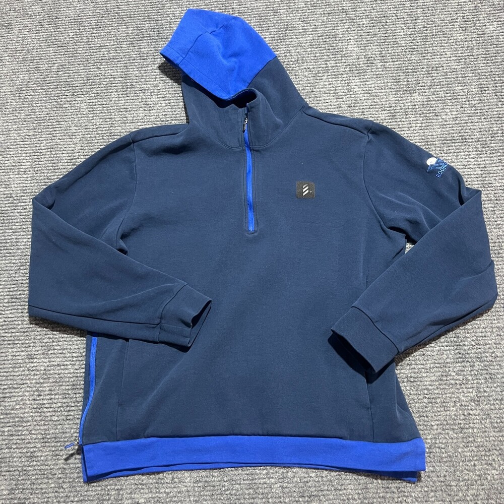 Adidas Hoodie Mens Large Blue Adicross Sweater Golf Pullover Zip Casual